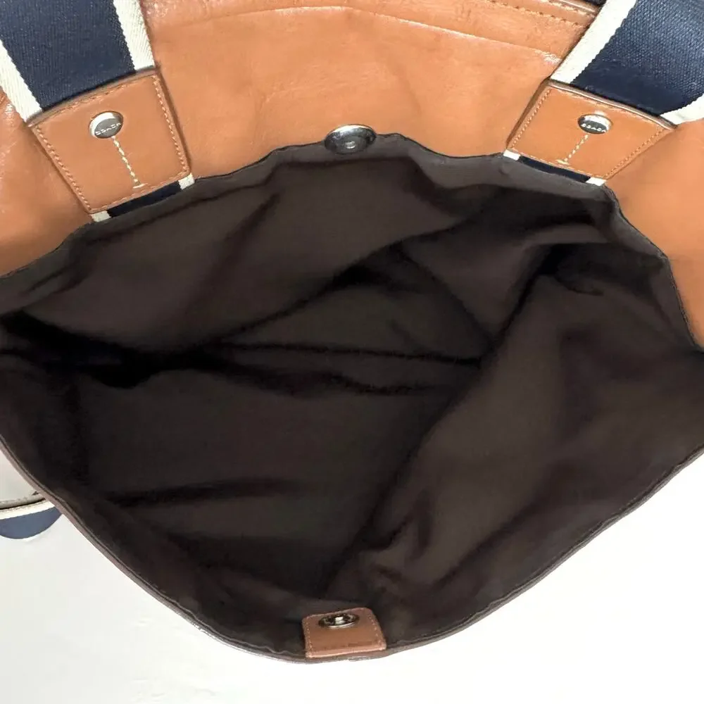 Coach Heritage Leather Briefcase Laptop Business Bag Brown Canvas Handle F70812